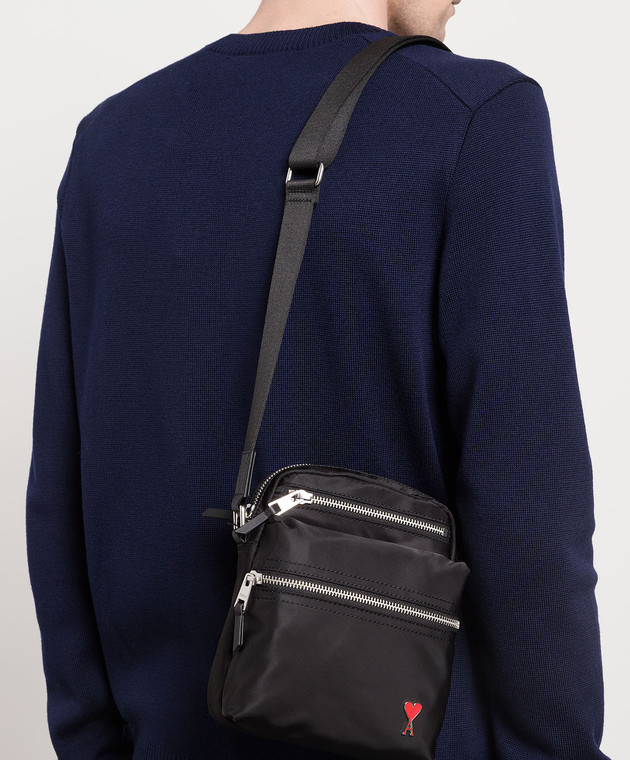 Ami Paris Черная сумка через плечо с логотипом ULL157902 изображение 2