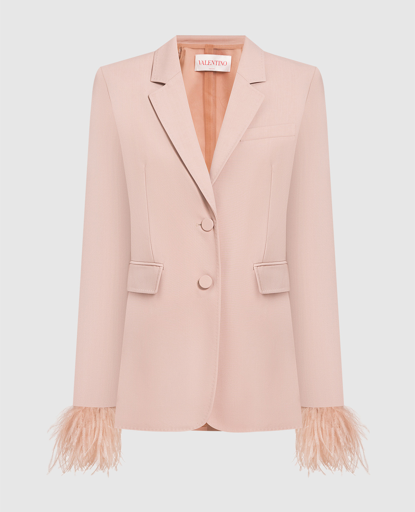 

Бежевый жакет из шерсти Dry Tailoring со страусиными перьями, Жакеты