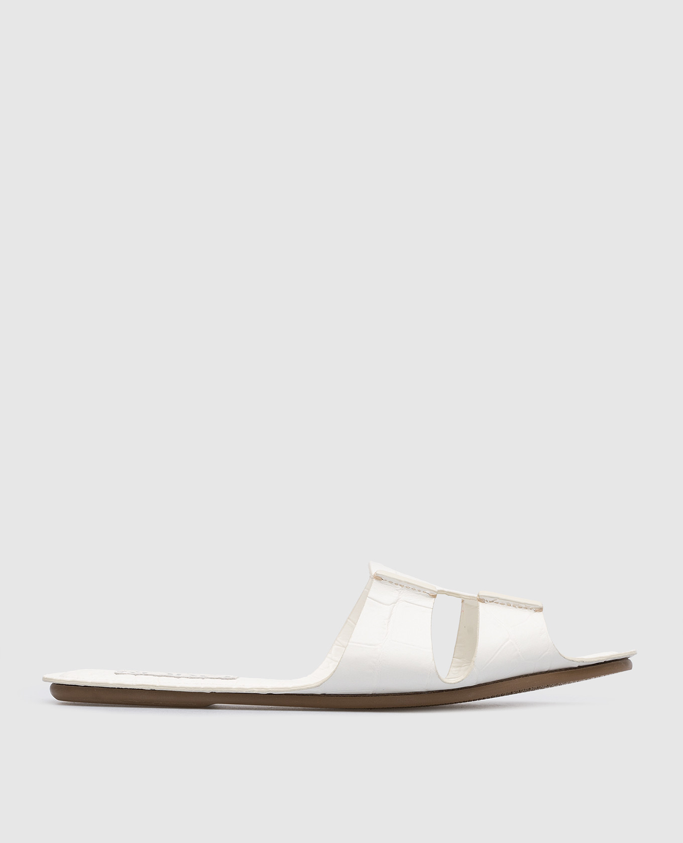 White leather flip flops