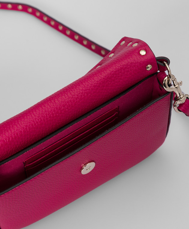 Valentino Шкіряна сумка крос-боді кольору фуксії Rockstud XW0P0W07VSH зображення 3
