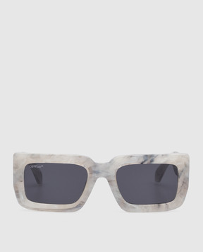 Off-White Сірі сонцезахисні окуляри Boston з мармуровим візерунком OERI073S23PLA001