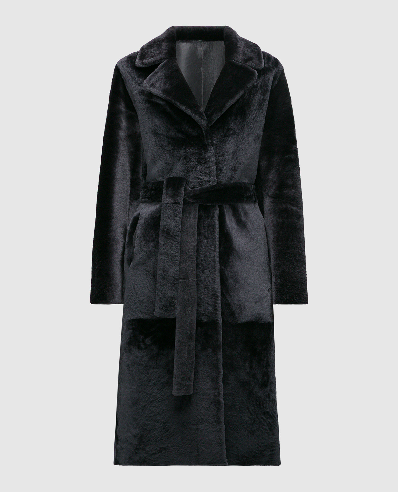 Gray two-sided sheepskin coat