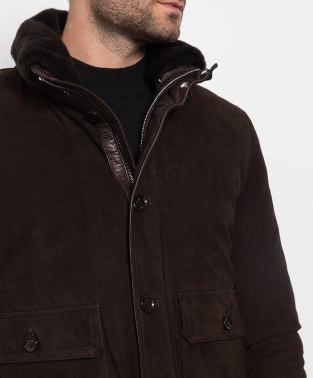 MooRER Темно-коричнева куртка CANDIANI-FUR-URH із замші CANDIANIFURURH зображення 5
