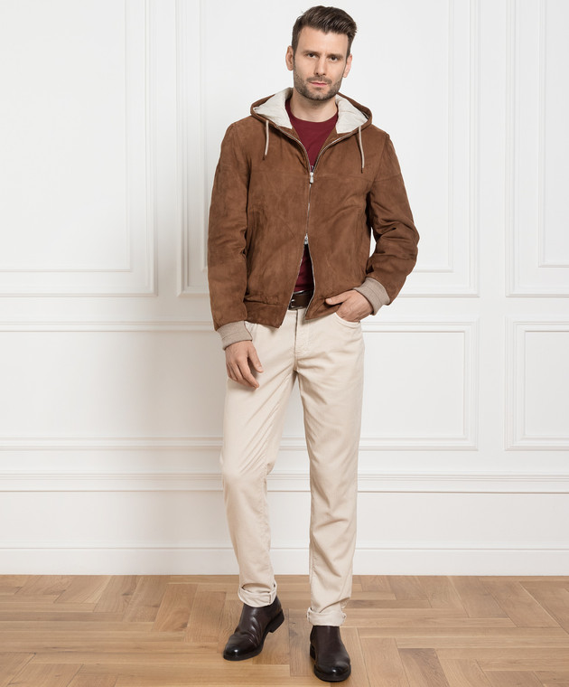 Brunello Cucinelli - Коричневая замшевая куртка M0PCL1957 купить в Brunello Cucinelli - Коричневая замшевая куртка M0PCL1957 купить в