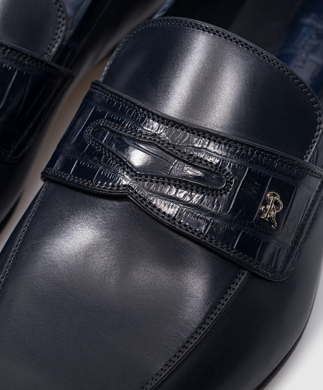Stefano Ricci Blue leather loafers with logo monogram UN71G2142VSCM image 5