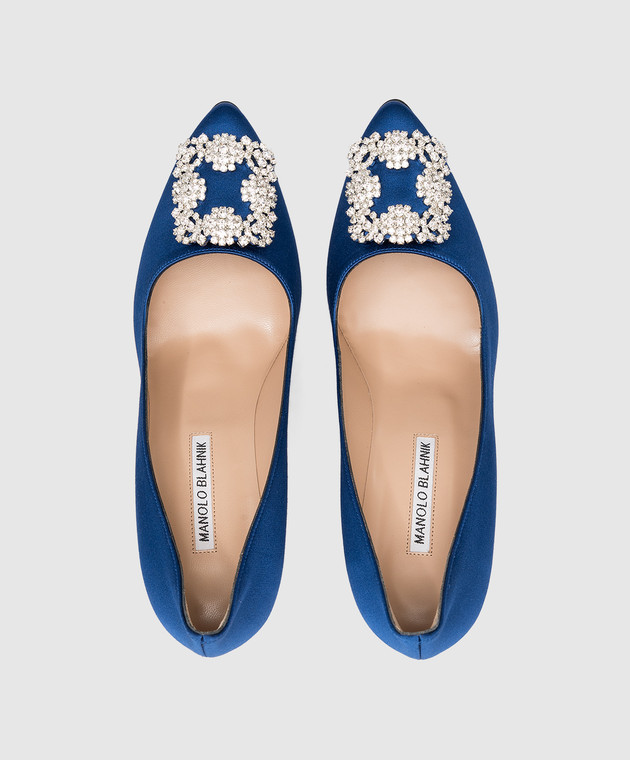 Manolo Blahnik Blue HANGISI boat shoes with crystals HANGISI image 4