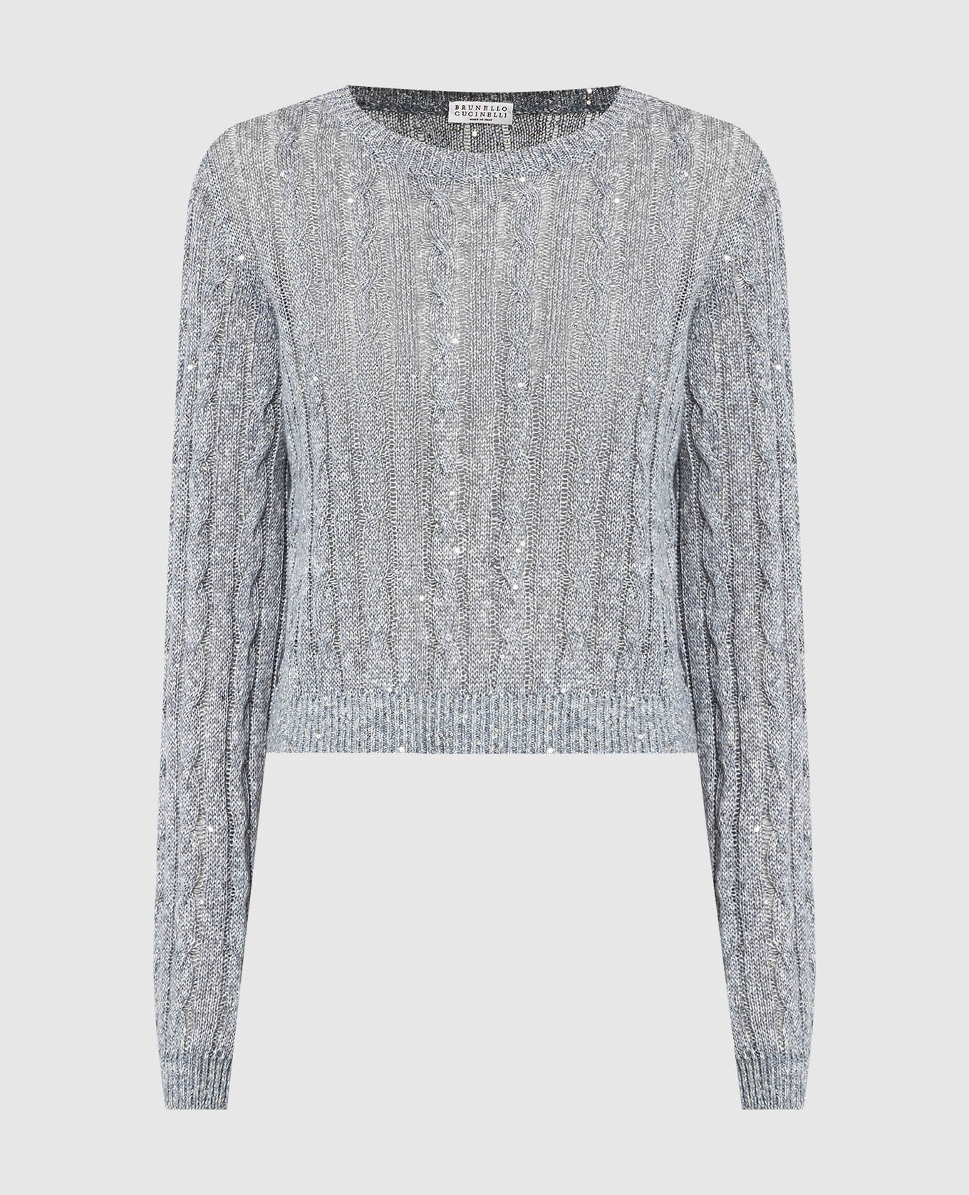Gray linen jumper with sequins
