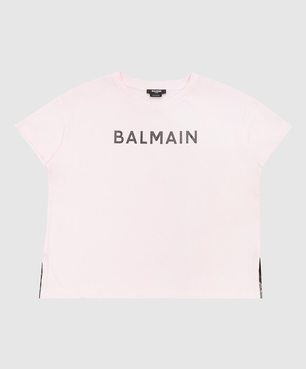 Balmain Children's pink t-shirt with logo BS8B41Z00821214