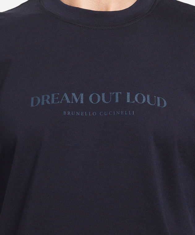 Brunello Cucinelli Blue t-shirt with Dream out loud print M0T618441 изображение 5