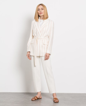 Loro Piana Белый жакет из льна в полоску FAM0980
