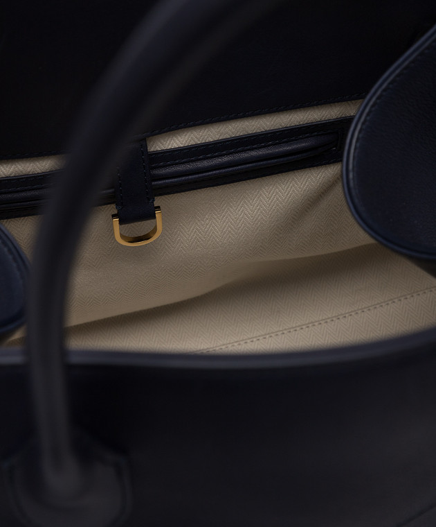 The Row Темно-синя шкіряна сумка-тоут Soft Margaux W1255L72 зображення 4