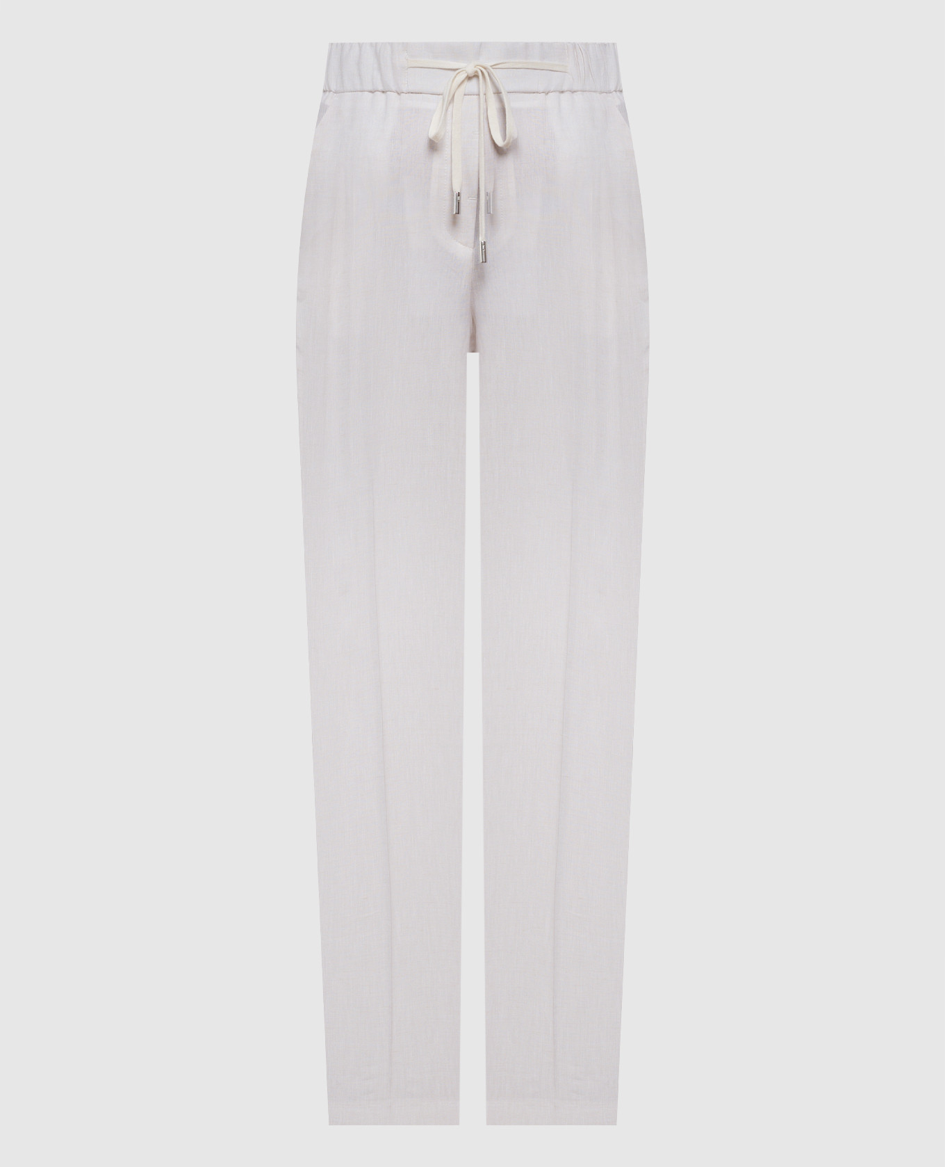 Beige straight pants made of linen