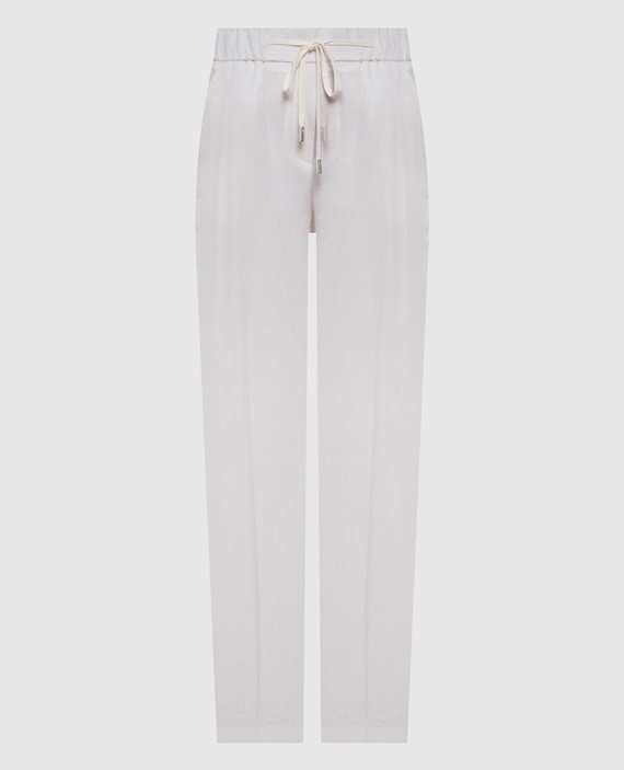 Beige straight pants made of linen