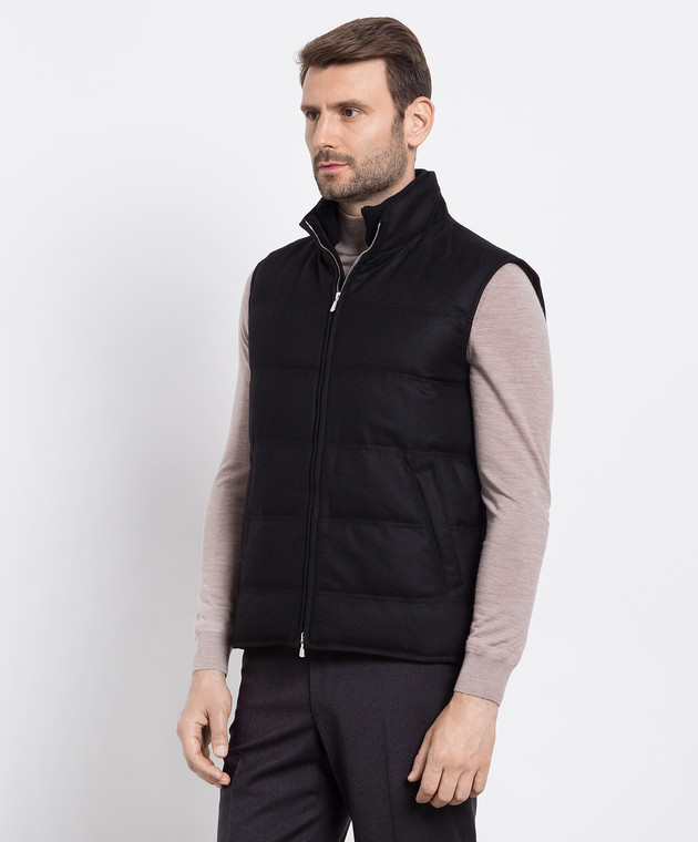 Enrico Mandelli Black down vest made of wool and cashmere A7T7723821 image 3