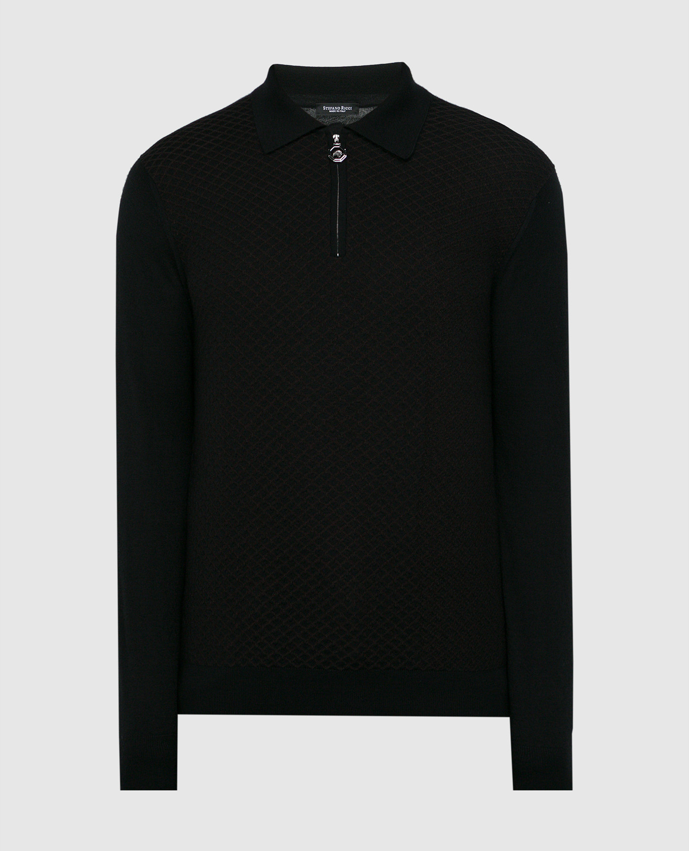 Black patterned cashmere and silk jumper