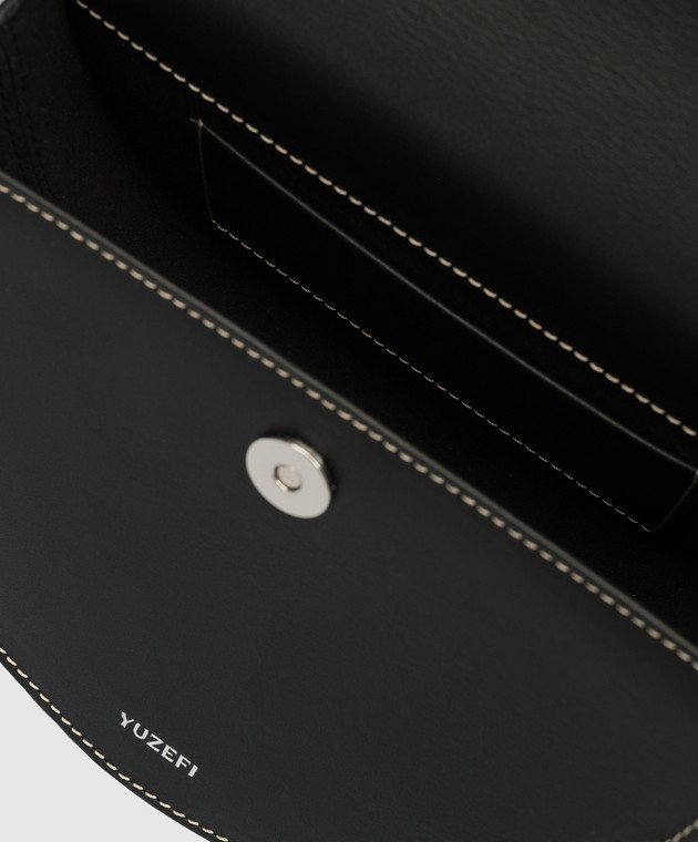 YUZEFI Черная кожаная сумка-седл Pretzel PRETZEL изображение 4