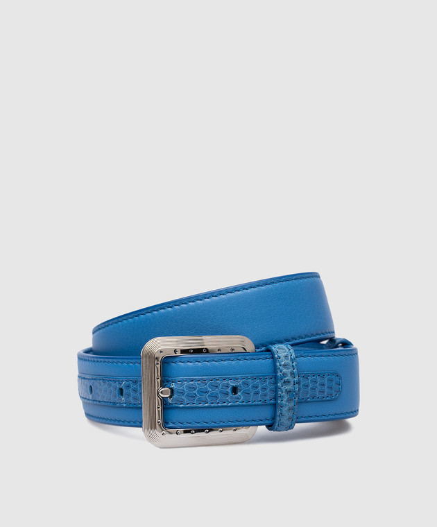 Stefano Ricci Baby blue leather belt with logo Y301VHVRLA302P