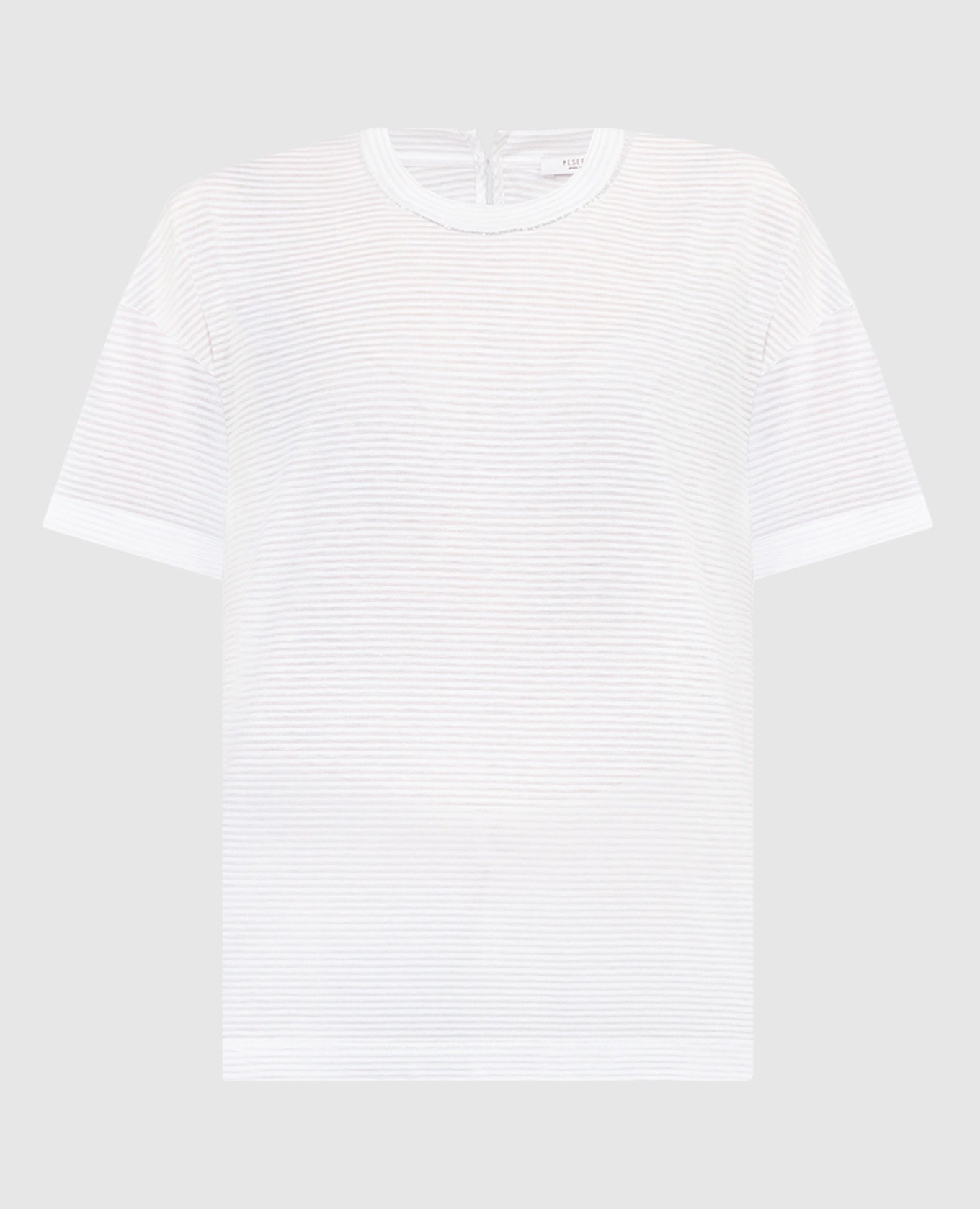 White striped t-shirt with monil chain