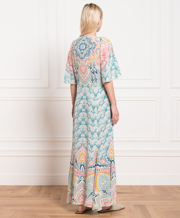 Etro Blue maxi dress made of silk in an abstract print D123474510 изображение 4