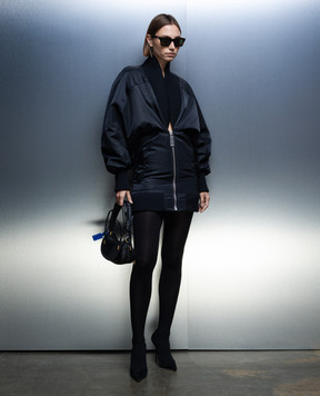Off-White Чорна сукня-бомбер міні NY з драпіруванням OWDB502F23FAB002