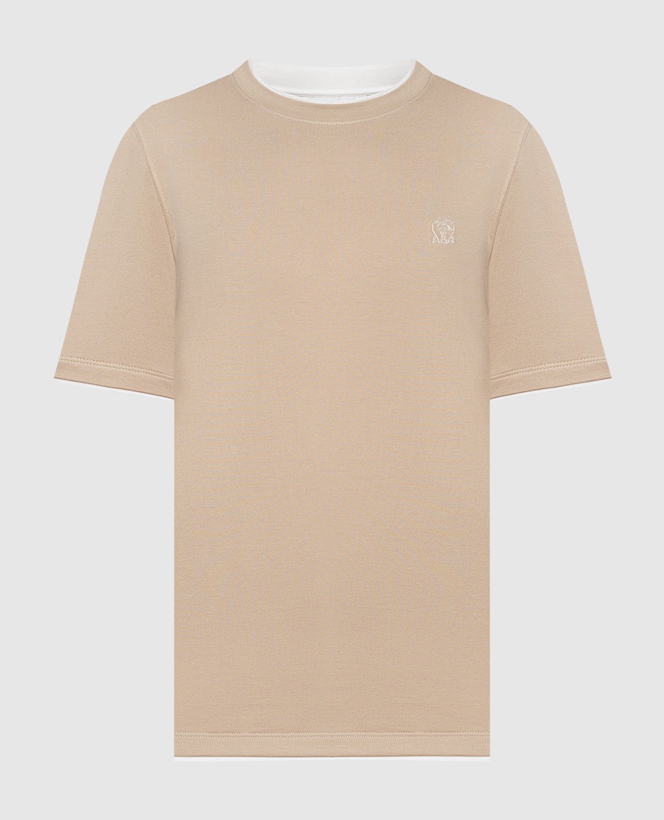 Beige t-shirt with logo emblem embroidery