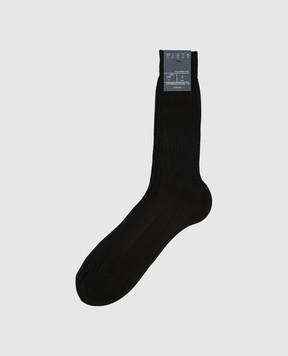 Bresciani Чорні шкарпетки в рубчик MC009UN0001XX