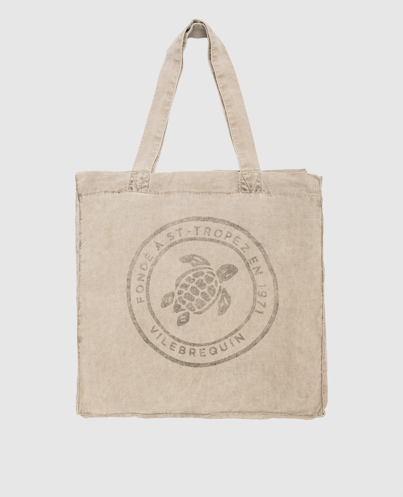 Серая пляжная сумка из льна Babel с логотипом.