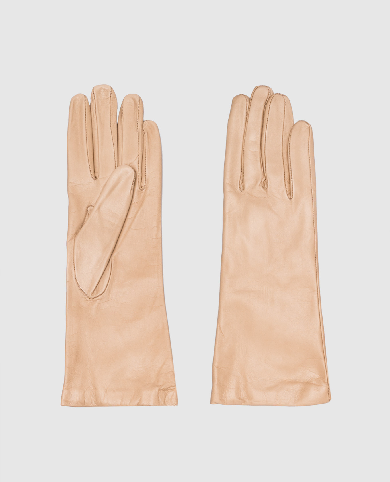 Beige leather gloves