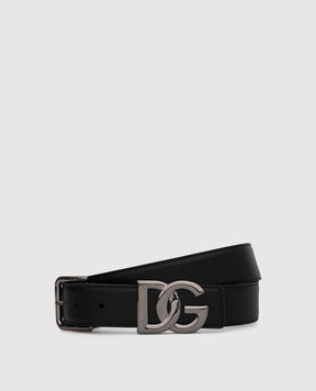 Dolce&Gabbana Черный кожаный ремень с металлическим логотипом. BC4776AW576