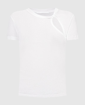 Helmut Lang Белая футболка в рубчик с вырезом N09HW505