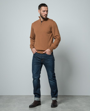 Cashmere&Whiskey Коричневий джемпер з кашеміру з блискавкою 357N