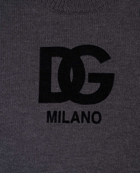Dolce&Gabbana Детский серый свитер из шерсти с логотипом DG L4KWF2JCVQ76
