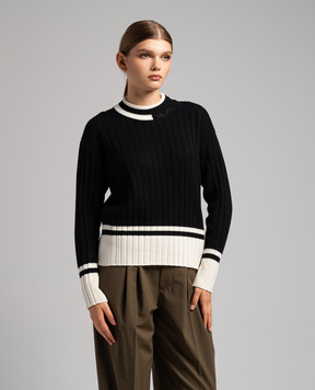 Moncler Чорний светр з вовни з вишивкою логотипа 9C00021M1131