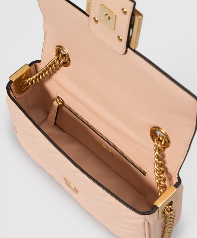Fendi Шкіряна пудрова сумка-багет із тисненням логотипу 8BR793AH9C зображення 4