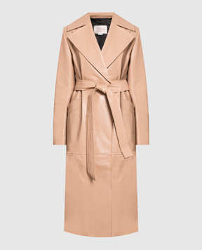 Babe Pay Pls Beige leather double-breasted raincoat 2210LEGEND