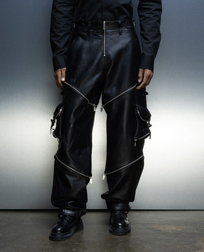 Off-White Черные кожаные карго-трансформеры с молниями OMJB034F23LEA001