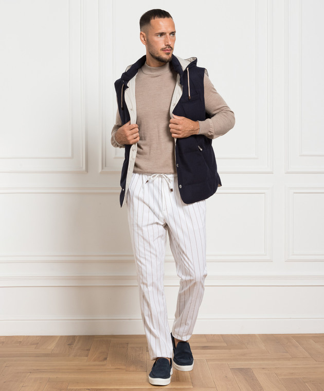 Brunello Cucinelli Синий пуховый жилет из шерсти, шелка и кашемира MM4851162 изображение 2