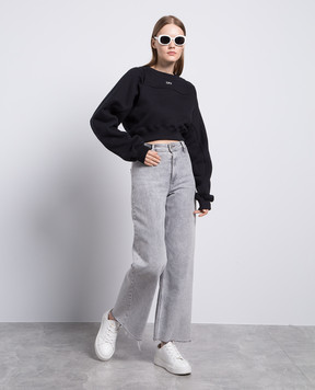 Off-White Чорний світшот з вишивкою логотипа OWBA071F23JER001