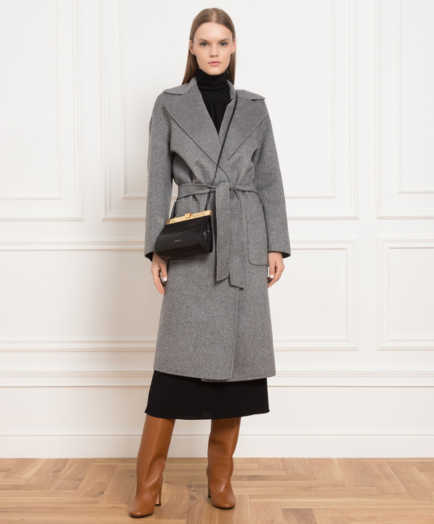 Max Mara Серое пальто на запах из шерсти ALASKA изображение 2