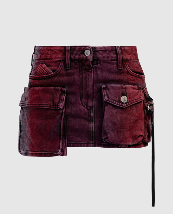 Fay burgundy mini skirt with frayed effect