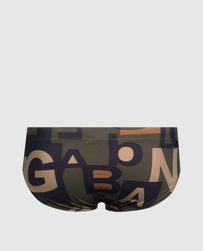 Dolce&Gabbana Плавки кольору хакі з принтом логотипу M4A09JFSGZO