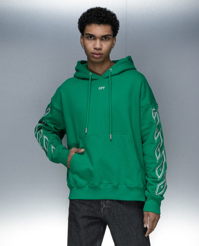Off-White Зеленые худи с вышивкой логотипа OMBB085S24FLE006