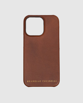 Brunello Cucinelli Brown leather case for IPhone 13 Pro MLLIB13P