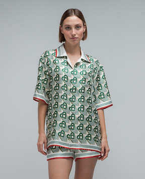 Casablanca Белая блуза из шелка в узоре Heart Monogram UMF23SH00305