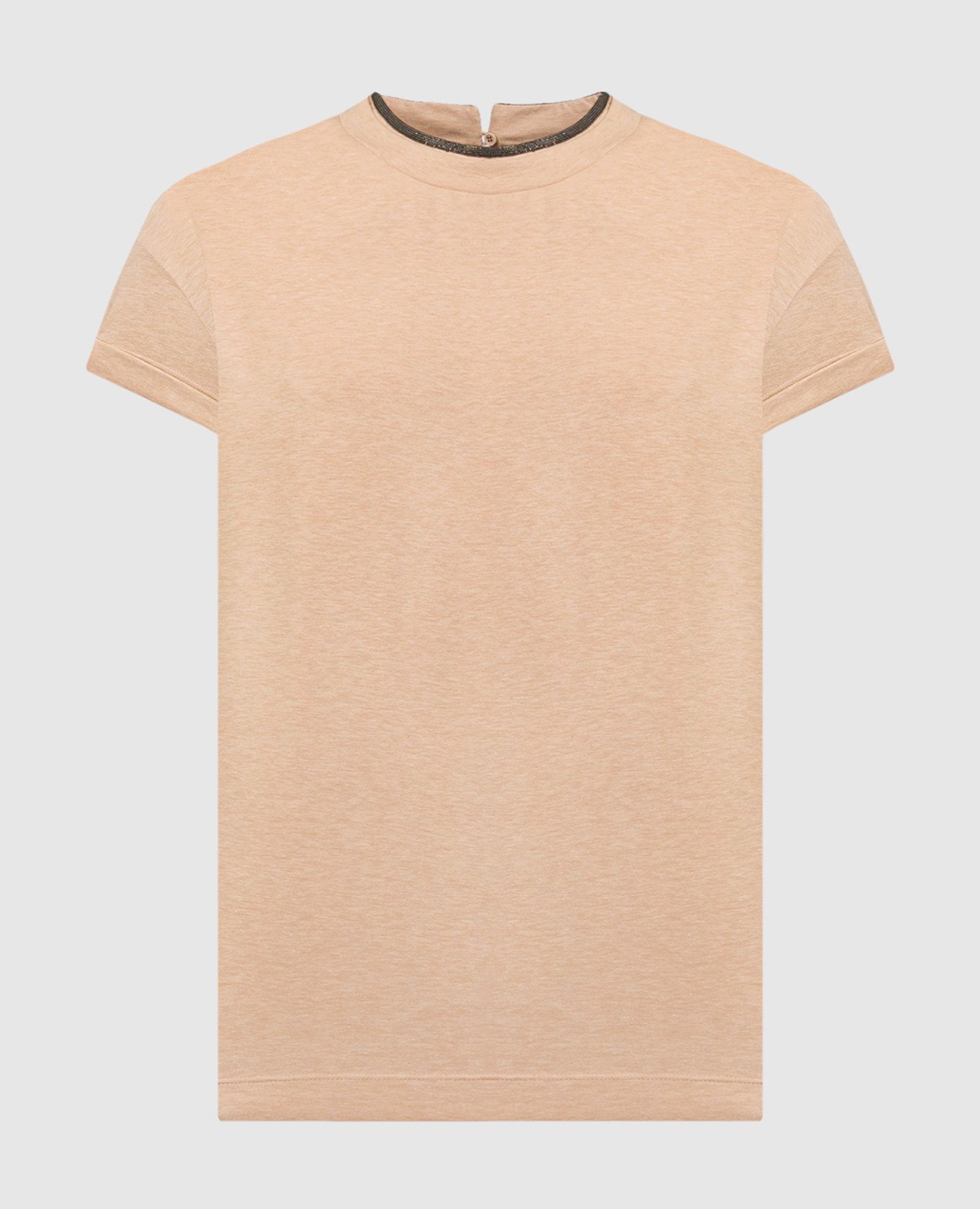 Beige t-shirt with monil chain made of ecolathuni