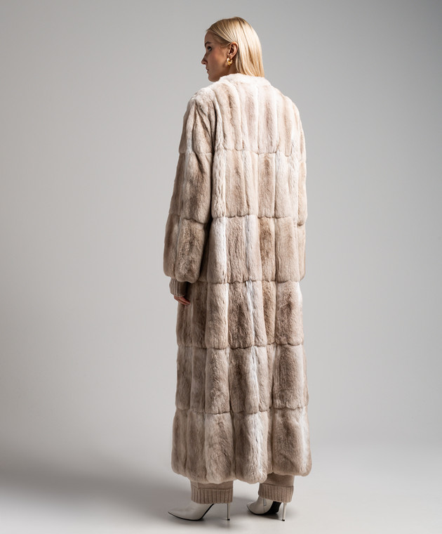 Elpidio Loffredo Beige maxi fur coat made of chinchilla fur CHI010AN14 image 4