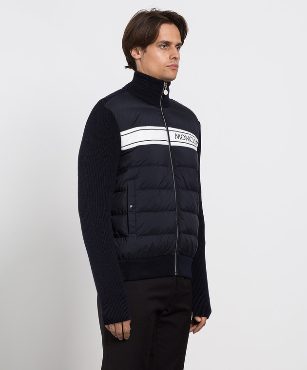Moncler - Темно-синий комбинированный кардиган с контрастным
