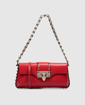 Valentino Червона шкіряна сумка-багет Rockstud 3W0B0M76QRP