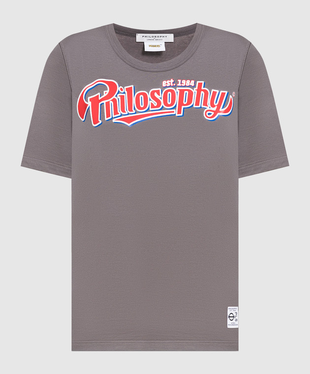 Philosophy di Lorenzo Serafini Gray t-shirt with logo print A07040744