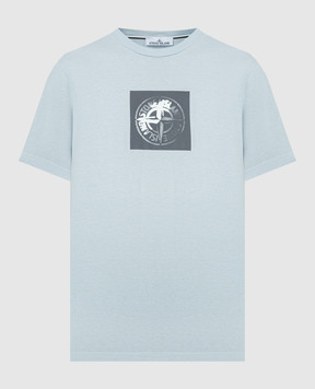 Stone Island Голубая футболка с принтом логотипа Stamp One 80152NS83